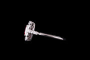 Edwardian Platinum Diamond and Pink Spinel Square Dress Ring