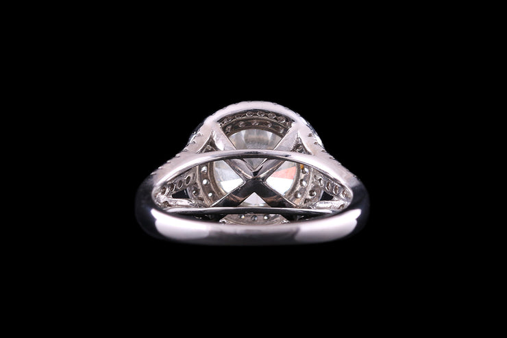 18ct White Gold Diamond Single Stone Ring With Double Target Surround