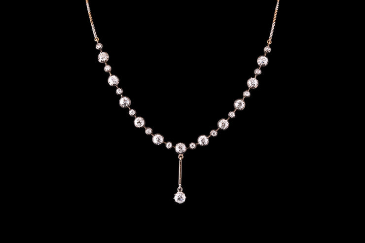18ct and 15ct Yellow Gold, Platinum and Silver Diamond Necklace