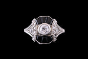 Platinum Diamond and Black Onyx Dress Ring