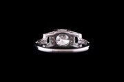 Platinum Diamond Single Stone Ring with Square Diamond Decorative Shoulders
