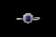 18ct Yellow Gold Diamond and Sapphire Round Cluster Ring