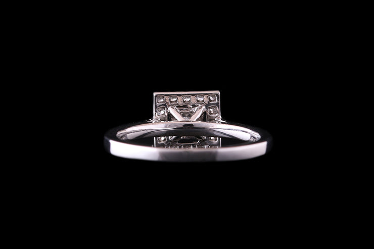 Platinum Diamond Square Target Ring with Diamond Shoulders