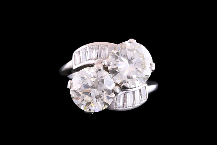 Art Deco Iridium and Platinum Double Diamond Twist Ring