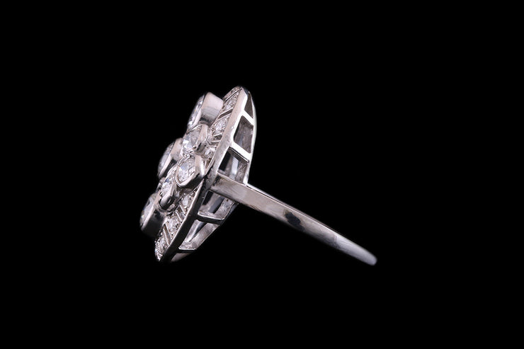 Platinum Diamond Oval Decorative Dress Ring