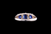 Victorian 18ct Yellow Gold Diamond and Sapphire Seven Stone Ring