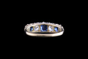 Victorian 18ct Yellow Gold Diamond and Sapphire Five Stone Ring