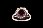Victorian 18ct Yellow Gold Diamond and Thai Ruby Cluster Ring
