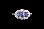 15ct Yellow Gold Diamond and Sapphire Cluster Ring