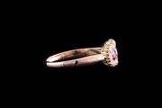 Edwardian 18ct Yellow Gold Diamond and Ruby Triple Cluster Ring