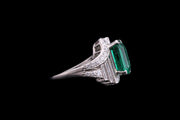 Platinum and Iridium Diamond and Zambian Emerald Dress Ring