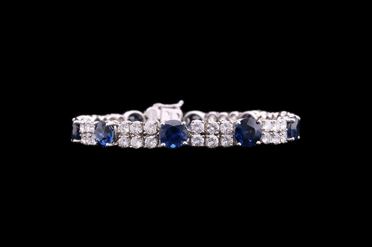 18ct White Gold Diamond and Sapphire Bracelet