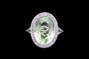 18ct White Gold Diamond and Peridot Oval Cluster Ring