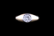 French 18ct Yellow Gold and White Gold Diamond Single Stone Ring