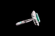 18ct White Gold Diamond and Emerald Cluster Ring