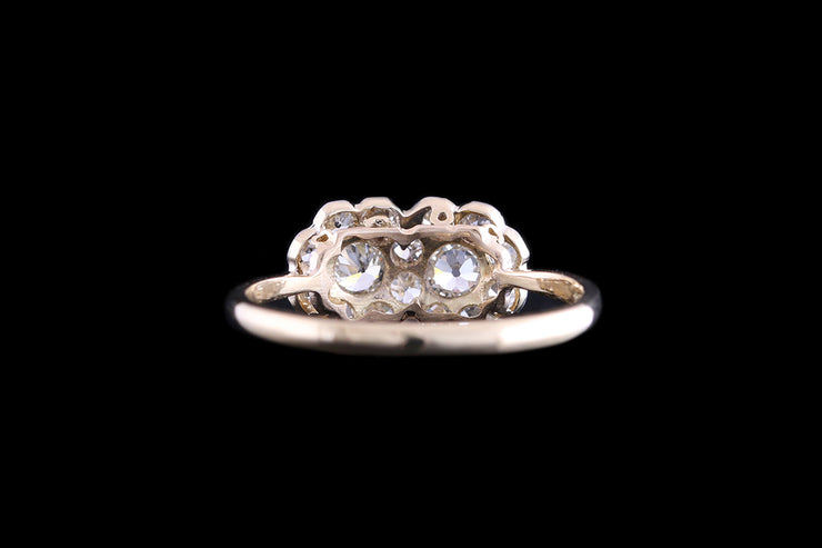 Edwardian 18ct Yellow Gold and Platinum Diamond Cluster Ring