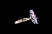 18ct Yellow Gold Diamond and Ruby Oval Cluster Ring