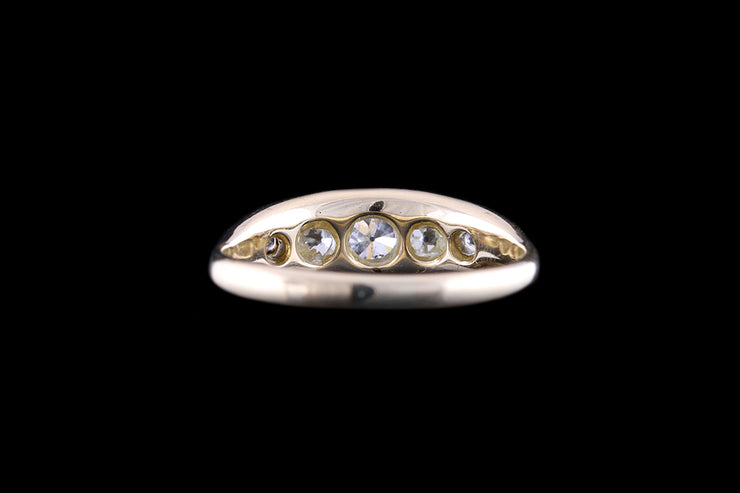 Art Deco 18ct Yellow Gold and Platinum Diamond Five Stone Ring