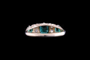 18ct Yellow Gold Diamond and Emerald Seven Stone Ring