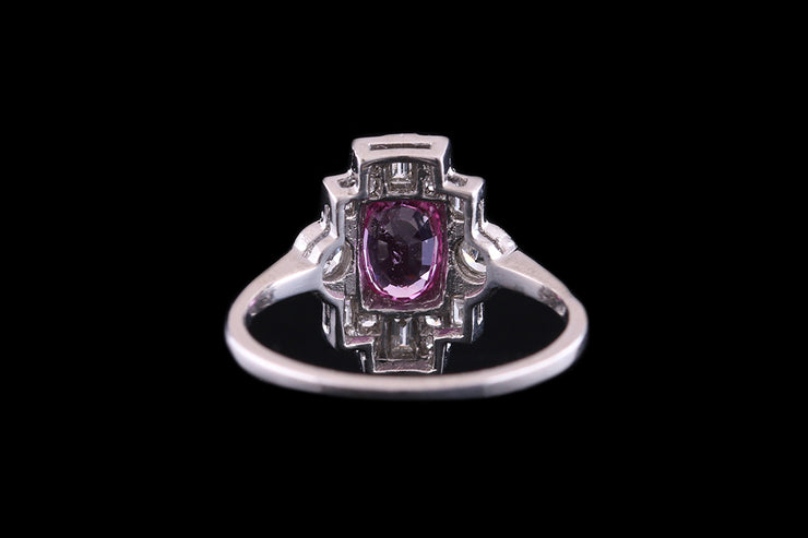 18ct White Gold Diamond and Pink Sapphire Dress Ring
