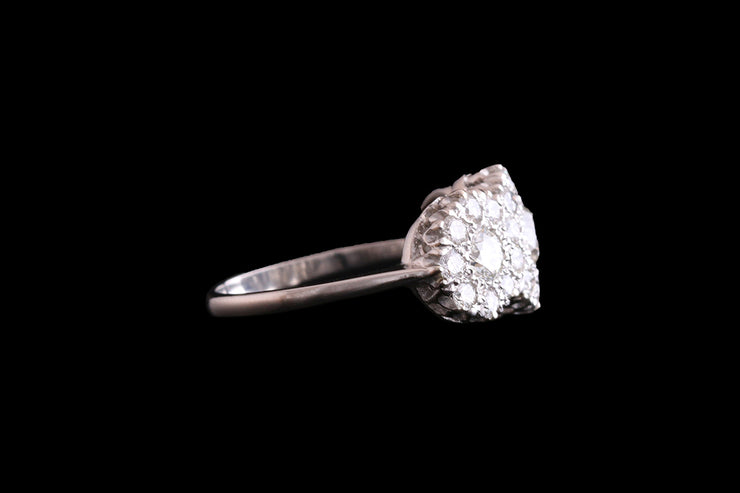 Platinum Diamond Triple Cluster Ring