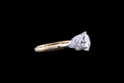 18ct Yellow Gold and White Gold Diamond Single Stone Ring with Diamond Decorative Shoulders