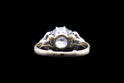 18ct Yellow Gold and White Gold Diamond Single Stone Ring with Diamond Decorative Shoulders