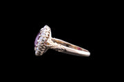 Edwardian 18ct Yellow Gold Diamond and Thai Ruby Oval Cluster Ring