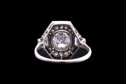 Platinum Diamond and Onyx Dress Ring