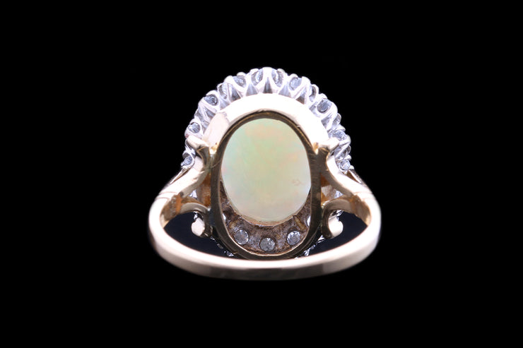 18ct Yellow Gold Diamond and Opal Cluster Ring
