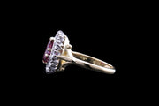 18ct Yellow Gold and White Gold Diamond and Thai Ruby Cluster Ring