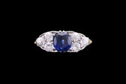 Victorian 18ct Yellow Gold and Platinum Diamond and Sapphire Seven Stone Ring