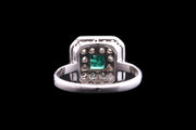 Platinum and 18ct White Gold Diamond and Emerald Dress Ring