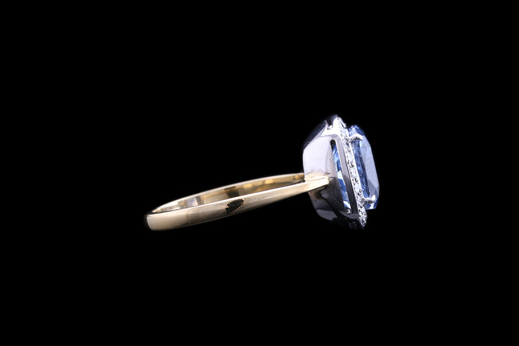 18ct Yellow Gold and White Gold Diamond and Madagascan Sapphire Dress Ring