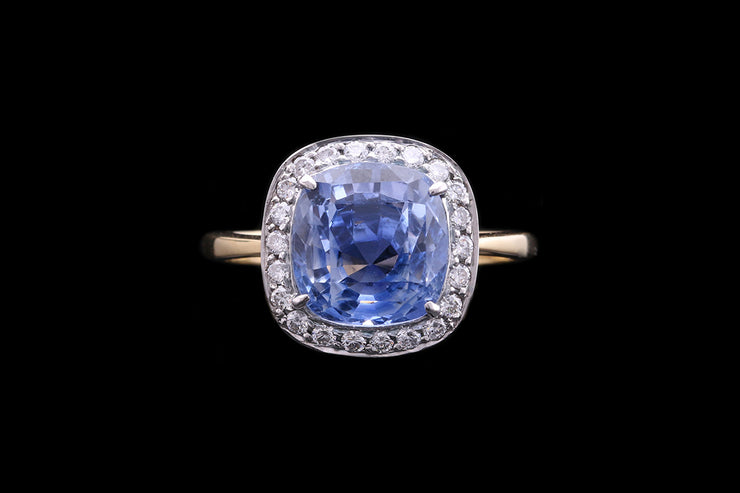 18ct Yellow Gold and White Gold Diamond and Madagascan Sapphire Dress Ring