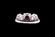 Platinum Diamond and Burma Ruby Three Stone Ring