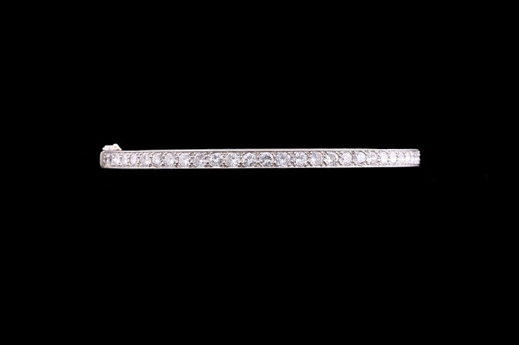 Platinum Diamond Bangle with Engraved Sides