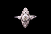Art Nouveau Platinum Diamond Marquise Dress Ring