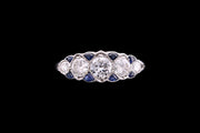 18ct White Gold Diamond and Sapphire Five Stone Ring