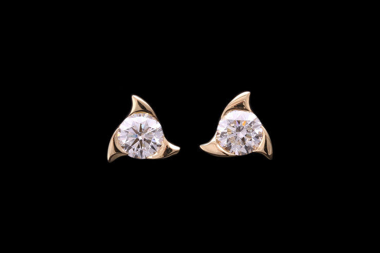 18ct Yellow Gold Diamond Solitaire Stud Earrings