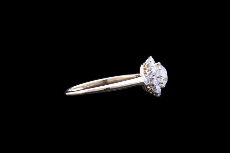 Victorian 18ct Yellow Gold and Platinum Diamond Cluster Ring
