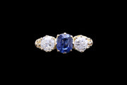 Victorian 18ct Yellow Gold Diamond and Sapphire Three Stone Ring