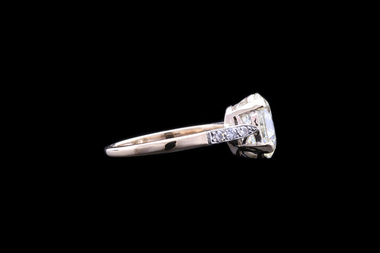 18ct Yellow Gold and White Gold Diamond Single Stone Ring with Diamond Shoulders