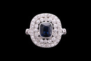 French Platinum Diamond and Sapphire Dress Ring