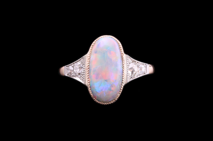 18ct Rose Gold Diamond and Black Opal Dress Ring