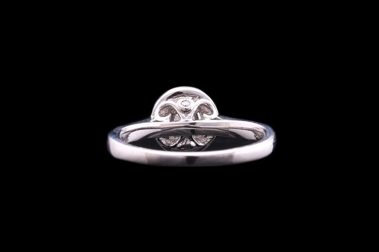 18ct White Gold Diamond Target Ring with Diamond Shoulders