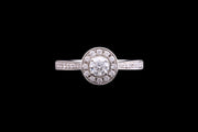 18ct White Gold Diamond Target Ring with Diamond Shoulders