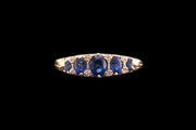 18ct Yellow Gold Diamond and Sapphire Five Stone Ring