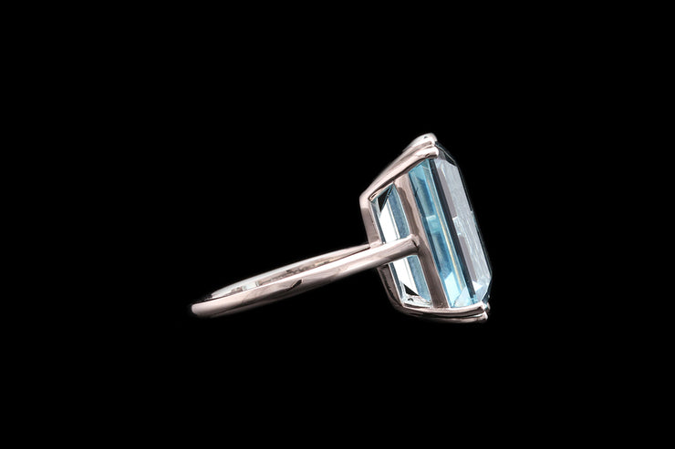 Platinum Aquamarine Single Stone Dress Ring
