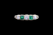 18ct Yellow Gold Diamond and Emerald Five Stone Ring